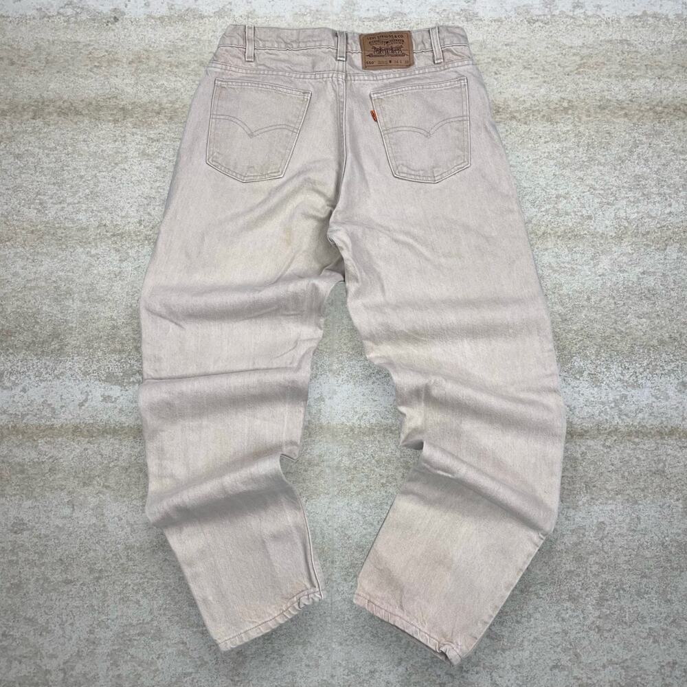 Vintage 90s Orange Tab Levis 550 Jeans 34x30 Relaxed Fit Tapered Leg Tan Wash